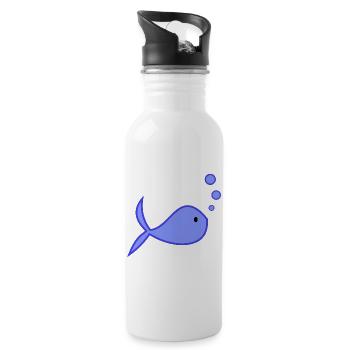 FISCH. GEDÄCHTNIS. SARDINE. APRILSCHERZ. MEER - Trinkflasche mit integriertem Trinkhalm - Weiß - Rechts