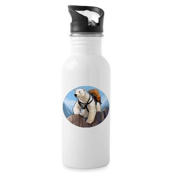 Eisbären Wandern / Bergsteiger Eisbär - Trinkflasche mit integriertem Trinkhalm - Weiß - Rechts