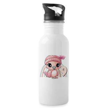 9ème anniversaire Flamingo Arc-en-ciel Mignon Mignon - Gourde avec paille intégrée - blanc - Droite