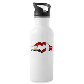Ägypten Peru Flagge Hände Herzform used - Trinkflasche mit integriertem Trinkhalm - Weiß - Rechts