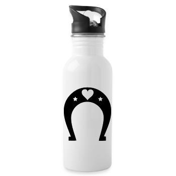 horseshoe heart - Water bottle with straw - white - Right