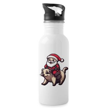 Suricate Père Noël Dessin animé - Gourde avec paille intégrée - blanc - Droite