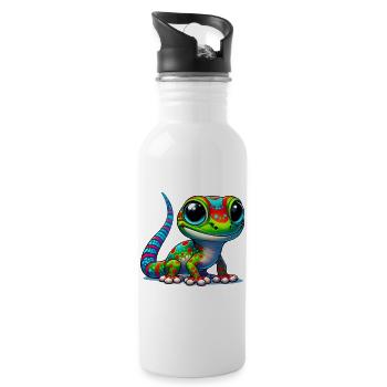 Gecko - Trinkflasche mit integriertem Trinkhalm - Weiß - Rechts