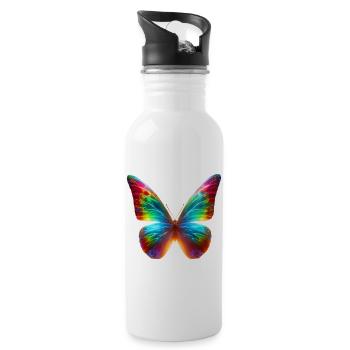 Papillon (01) - Gourde avec paille intégrée - blanc - Droite