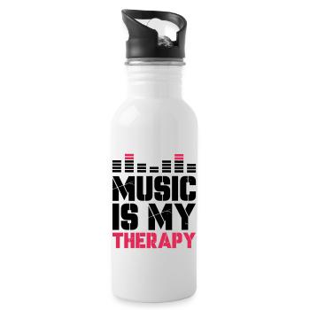 music is my therapy - Water bottle with straw - white - Right