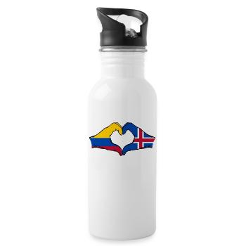 Colombie Islande Drapeau Mains Coeur Forme - Gourde avec paille intégrée - blanc - Droite