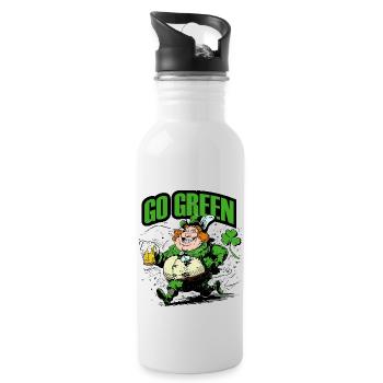 Werden Sie grün - Trinkflasche mit integriertem Trinkhalm - Weiß - Rechts