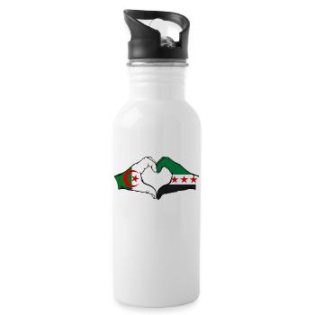 Algeria Syria Flag Hands Heart Shape - Water bottle with straw - white - Right