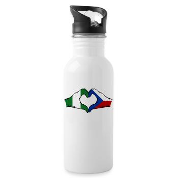 Nigeria République tchèque drapeau mains coeur forme - Gourde avec paille intégrée - blanc - Droite