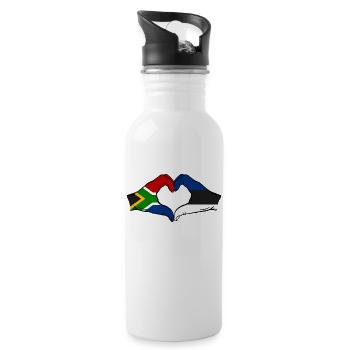 Südafrika Estland Flagge Hände Herzform - Trinkflasche mit integriertem Trinkhalm - Weiß - Rechts