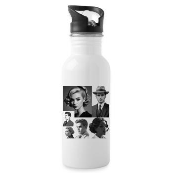 Retro hairstyles and clothes - Water bottle with straw - white - Right