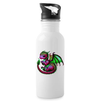 Drache - Trinkflasche mit integriertem Trinkhalm - Weiß - Rechts