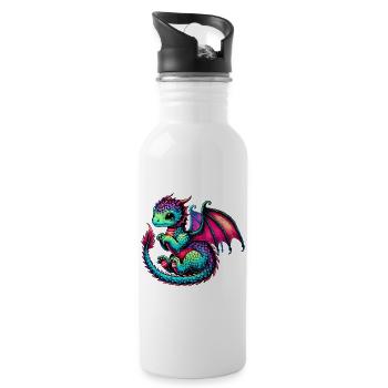 Dragon - Water bottle with straw - white - Right