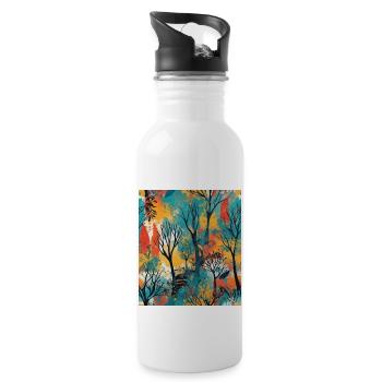 Forêt abstraite - Gourde avec paille intégrée - blanc - Droite