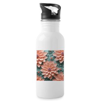 Paper flowers - Water bottle with straw - white - Right