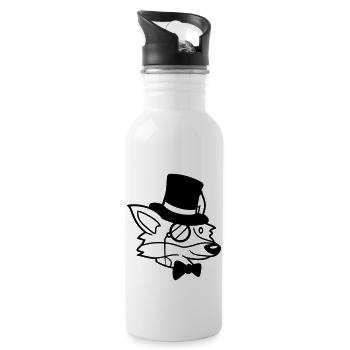 Fox Red Fox Sir Mr. Top Hat Monocle Glasses - Water bottle with straw - white - Right