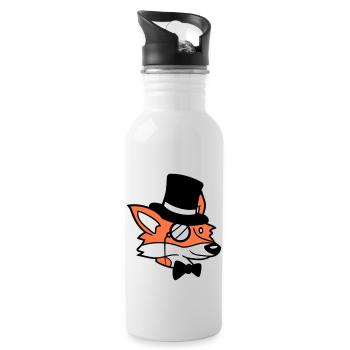 Fox Red Fox Sir Mr. Top Hat Monocle Glasses - Water bottle with straw - white - Right