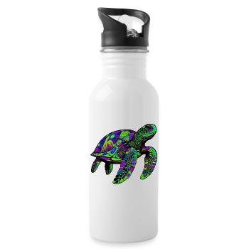 Sea turtle - Water bottle with straw - white - Right
