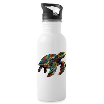 Sea turtle - Water bottle with straw - white - Right