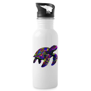 Sea turtle - Water bottle with straw - white - Right