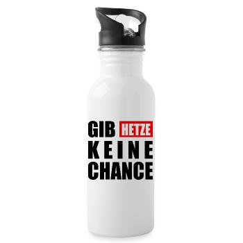 gib hetze keine chance - Trinkflasche mit integriertem Trinkhalm - Weiß - Rechts