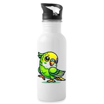 perruche ondulée - Gourde avec paille intégrée - blanc - Droite