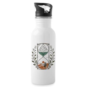 Zeitlose Landschaften Sanduhr Natur Kunst - Trinkflasche mit integriertem Trinkhalm - Weiß - Rechts