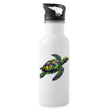 Sea turtle - Water bottle with straw - white - Right