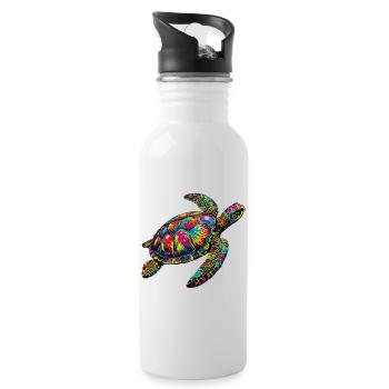 Sea turtle - Water bottle with straw - white - Right