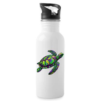 Sea turtle - Water bottle with straw - white - Right