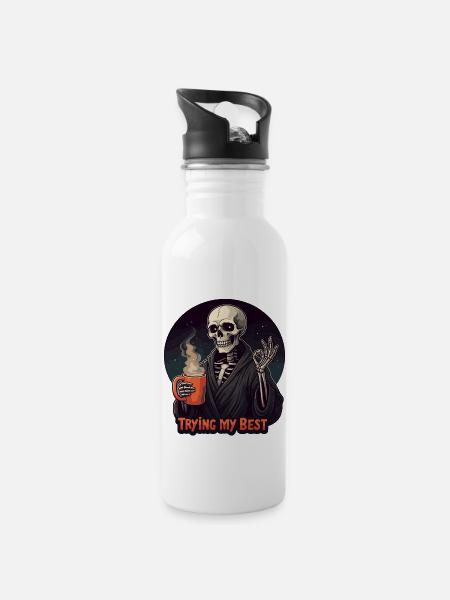Ich versuche meinen besten Sarkasmus - Trinkflasche mit integriertem Trinkhalm - Weiß