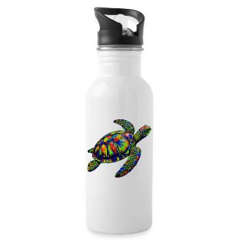 Sea turtle - Water bottle with straw - white - Right