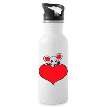 Maus Herz Liebe Symbol Lieblingstier Haustier Süß - Trinkflasche mit integriertem Trinkhalm - Weiß - Rechts