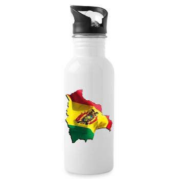Bolivien Flagge in der Bolivien Landkarte - Trinkflasche mit integriertem Trinkhalm - Weiß - Rechts