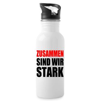 zusammen sind wir stark - Trinkflasche mit integriertem Trinkhalm - Weiß - Rechts