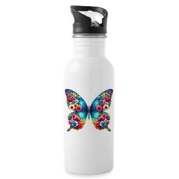 Butterfly - Water bottle with straw - white - Right