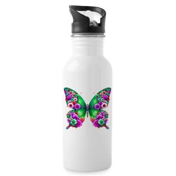 Papillon - Gourde avec paille intégrée - blanc - Droite