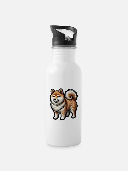 Signature Shiba Inu - Water bottle with straw - white