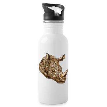 Portrait de rhinocéros - Gourde avec paille intégrée - blanc - Droite