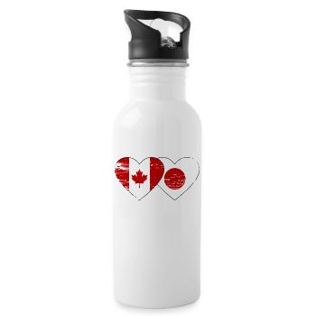 Canada Japon Drapeau Coeur Utilisé - Gourde avec paille intégrée - blanc - Droite