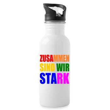 zusammen sind wir stark - Trinkflasche mit integriertem Trinkhalm - Weiß - Rechts