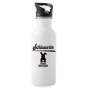Schlosserin Frohe Ostern Oster Outfit Schlosserei - Trinkflasche mit integriertem Trinkhalm - Weiß - Rechts