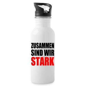 zusammen sind wir stark - Trinkflasche mit integriertem Trinkhalm - Weiß - Rechts