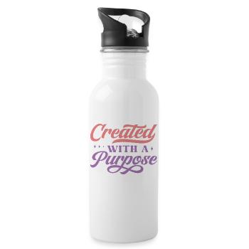 Created With A Purpose - Water bottle with straw - white - Right
