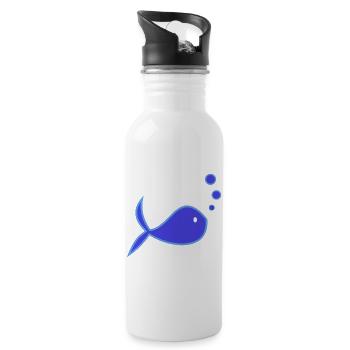FISCH. SARDINE. APRILSCHERZ. MEER. OZEAN - Trinkflasche mit integriertem Trinkhalm - Weiß - Rechts
