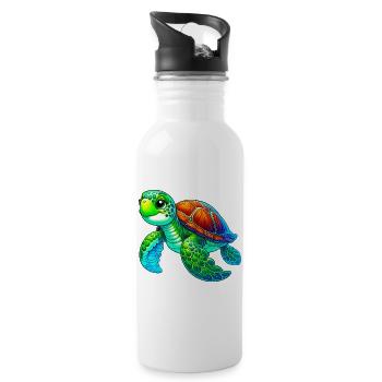 Schildkröte - Trinkflasche mit integriertem Trinkhalm - Weiß - Rechts