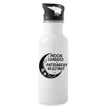 Moon charged, patriarchy resistant - Water bottle with straw - white - Right