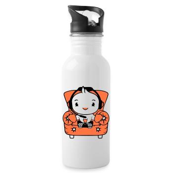 Duck Gamer Gaming Controller Headset Chair Sitting - Water bottle with straw - white - Right