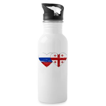 Russie Géorgie Drapeau Coeur Utilisé - Gourde avec paille intégrée - blanc - Droite
