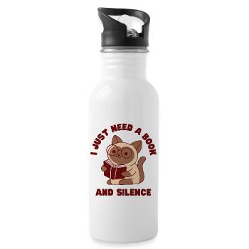 I Just Need a Book and Silence - Water bottle with straw - white - Right